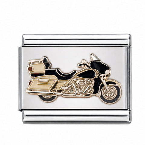 Beige Motorcycle stainless steel enamel Italian charm