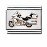 White Touring Motorcycle stainless steel enamel Italian charm