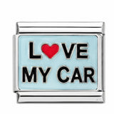 Love My Car stainless steel enamel Italian charm