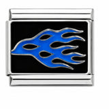 Blue Flames stainless steel enamel Italian charm