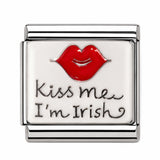 Kiss Me I’m Irish stainless steel enamel Italian charm