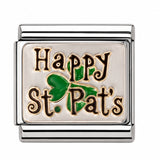 Happy St. Patrick’s stainless steel enamel Italian charm