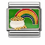 Rainbow Pot of Gold stainless steel enamel Italian charm