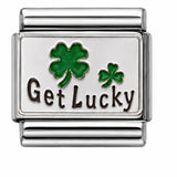 Get Lucky stainless steel enamel Italian charm