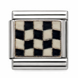 Large Checkerboard stainless steel enamel Italian charm
