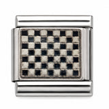 Small Checkerboard stainless steel enamel Italian charm