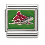 Red & Green Running Shoes stainless steel enamel Italian charm