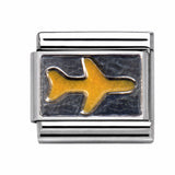 Yellow Airplane – Style 1 stainless steel enamel Italian charm