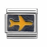 Yellow Airplane – Style 2 stainless steel enamel Italian charm