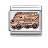 Fire Truck stainless steel enamel Italian charm