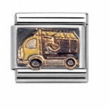 Yellow Dump Truck stainless steel enamel Italian charm