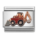 Red Backhoe stainless steel enamel Italian charm