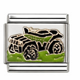 Green Monster Truck stainless steel enamel Italian charm