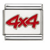 Red 4x4 – White stainless steel enamel Italian charm
