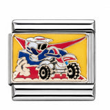 Motocross Rider stainless steel enamel Italian charm