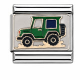 Green Jeep stainless steel enamel Italian charm