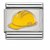 Yellow Hard Hat stainless steel enamel Italian charm