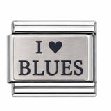 I Love Blues – Style 1 stainless steel enamel Italian charm