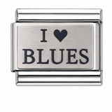 I Love Blues – Style 2 stainless steel enamel Italian charm