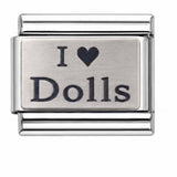 I Love Dolls stainless steel enamel Italian charm