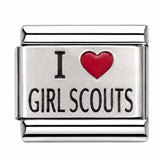 I Love Girl Scouts stainless steel enamel Italian charm