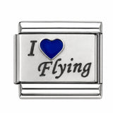 I Love Flying stainless steel enamel Italian charm