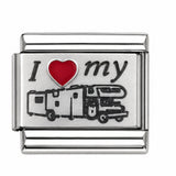 I Love My Train stainless steel enamel Italian charm