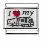 I Love My Motorhome – Style 2 stainless steel enamel Italian charm