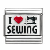 I Love Sewing stainless steel enamel Italian charm