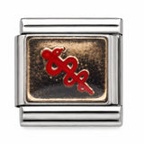 Red Medical Caduceus stainless steel Italian charm - Row 55