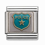 Police Badge stainless steel Italian charm - Row 56