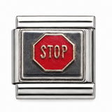 Stop Sign stainless steel Italian charm - Row 56