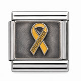 Firefighter Support Ribbon stainless steel Italian charm - Row 56