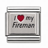 I Love My Fireman stainless steel Italian charm - Row 56