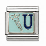 Blue Medical Caduceus stainless steel Italian charm - Row 57