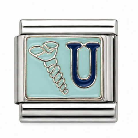 Blue Medical Caduceus stainless steel Italian charm - Row 57