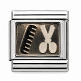 Comb and Scissors stainless steel Italian charm - Row 57