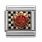 Fire Department Badge stainless steel Italian charm - Row 57