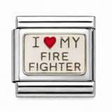 I Love My Firefighter stainless steel Italian charm - Row 57