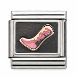 Pink Cowboy Boot stainless steel Italian charm - Row 58