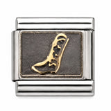 Gold Cowboy Boot stainless steel Italian charm - Row 58