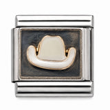 White Cowboy Hat stainless steel Italian charm - Row 58