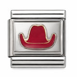 Red Cowboy Hat stainless steel Italian charm - Row 58
