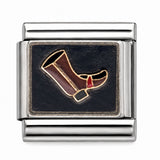 Brown Western Boot stainless steel Italian charm - Row 58