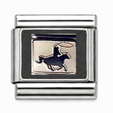 Black horse silhouette stainless steel Italian charm - Row 59