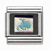 Turquoise bucking horse stainless steel Italian charm - Row 59