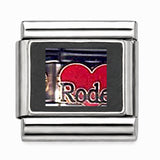 Red Rodeo heart stainless steel Italian charm - Row 59