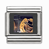 Gold horseshoe and cowboy hat stainless steel Italian charm - Row 59