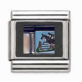 Western horse and rider stainless steel Italian charm - Row 59