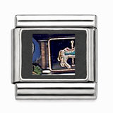 Blue bucking horse stainless steel Italian charm - Row 59